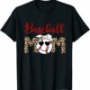 baseball mom leopard funny t-shirt